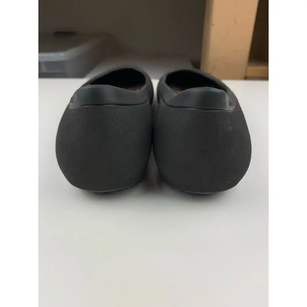 Crocs Mammoth Leopard Lined Ballet Flats Black Slip On Comfort Shoes Women's 9